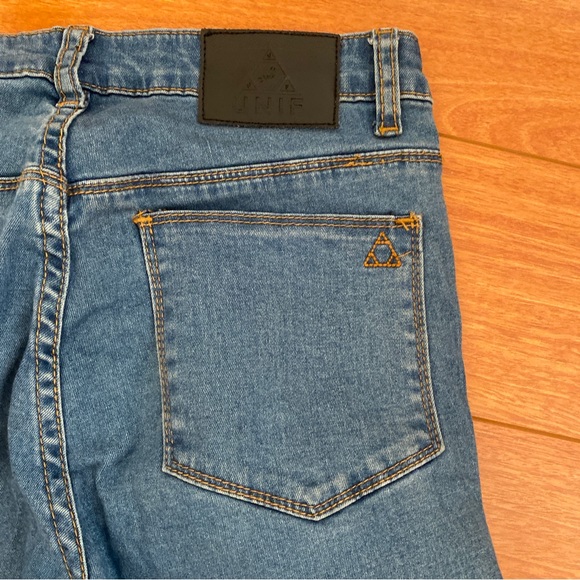 UNIF Push Skinny Jeans Blue High Waisted Distressed Cut Out Knees - Picture 8 of 8